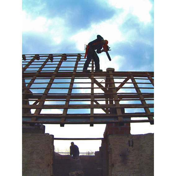 Abriss Eines Dachstuhls Kettensaege Koob Renovierung Hausbau